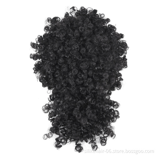 Synthetic Hair Bun ExtensionsHot Black Afro Puff Hair Pieces For Women Short Kinky Curly Chignon With Bangs Drawstring Ponytail
